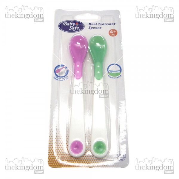 Baby Safe BS348 Heat Indicator Spoons Square Pink Green