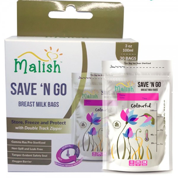 Malish Save 'N Go Breast Milk Bags Colourful