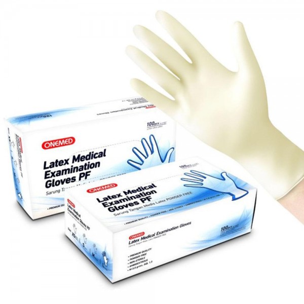 Onemed Latex Gloves PF (Powder Free) L (Large) /100