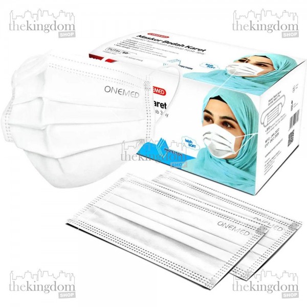 Onemed Mask 3ply Headloop White /50