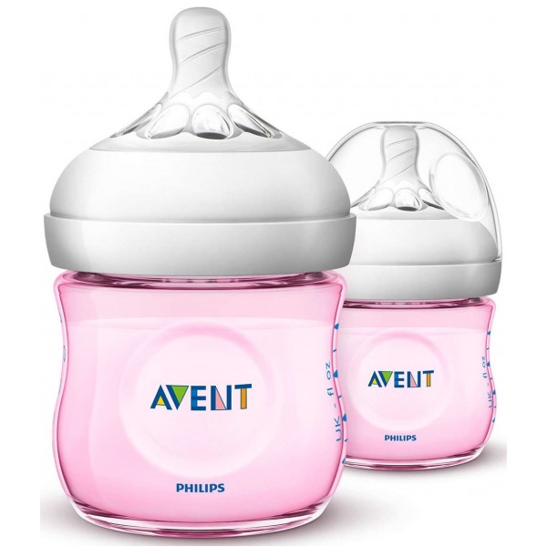 Philips Avent SCF691/23 Natural Feeding Bottle 125ml Pink Twin