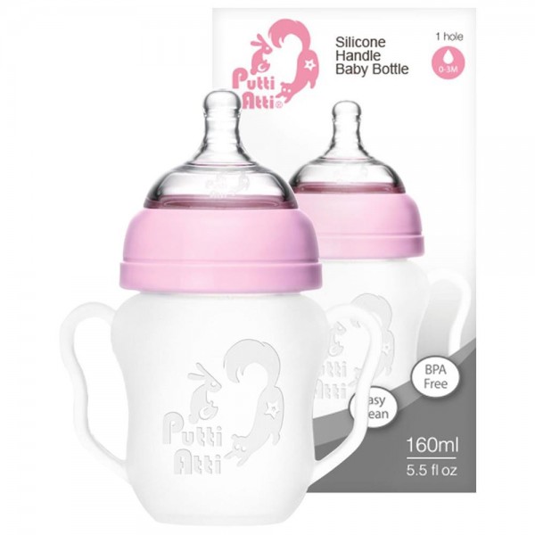 Putti Atti Silicone Baby Handle Bottle Pink 160ml