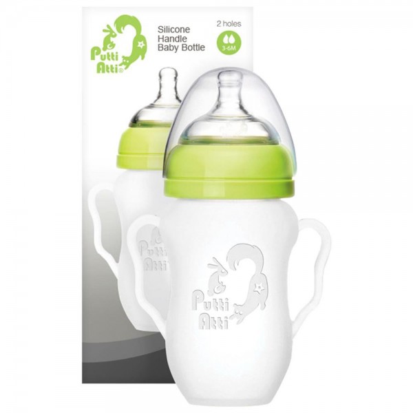 Putti Atti Silicone Baby Handle Bottle Green 260ml