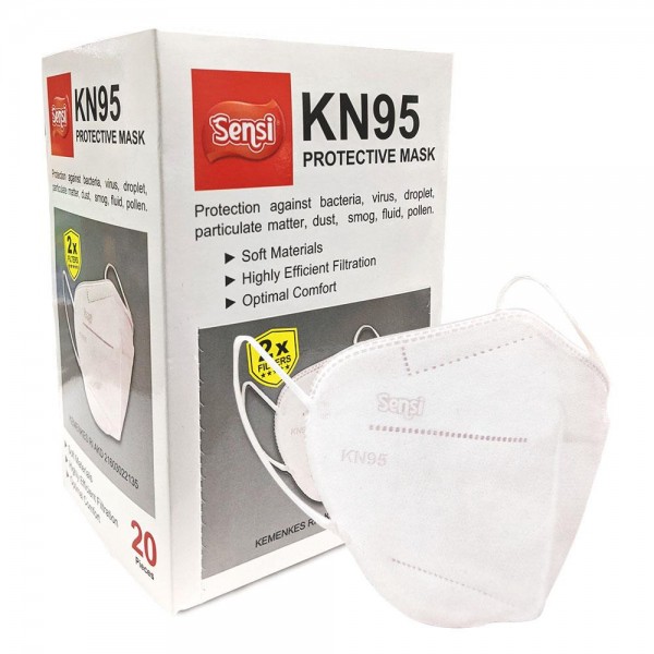 Sensi KN95 Protective Mask 5ply Earloop White /20