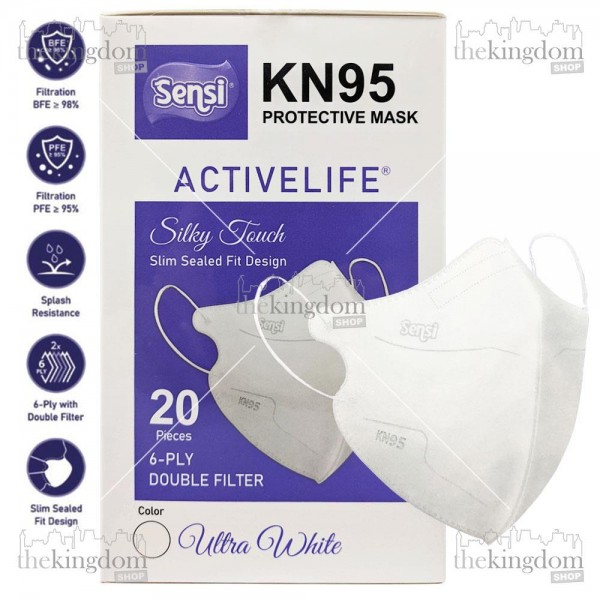 Sensi KN95 Protective Mask 6ply Earloop Activelife Ultra White /20