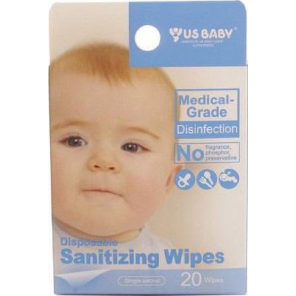 US BABY Disposable Sanitizing Wipes /20